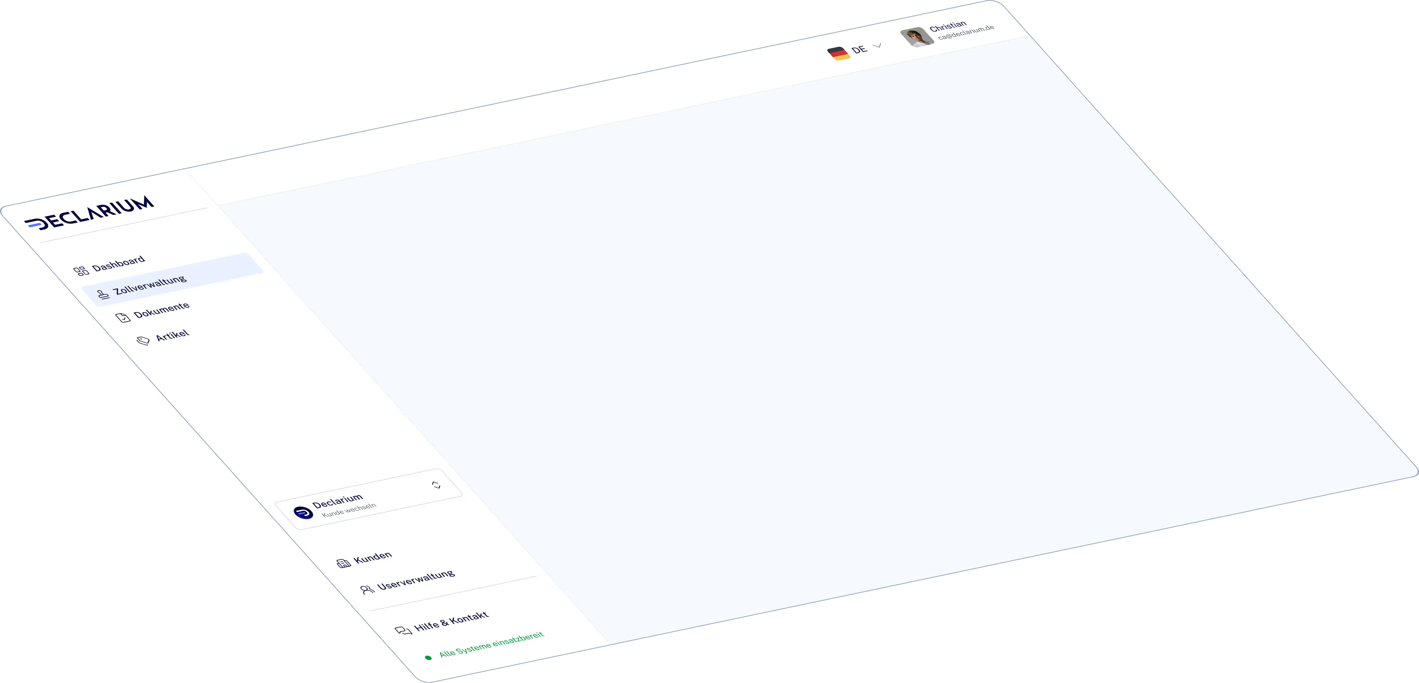 Übersicht über das Declarium Zoll-Dashboard