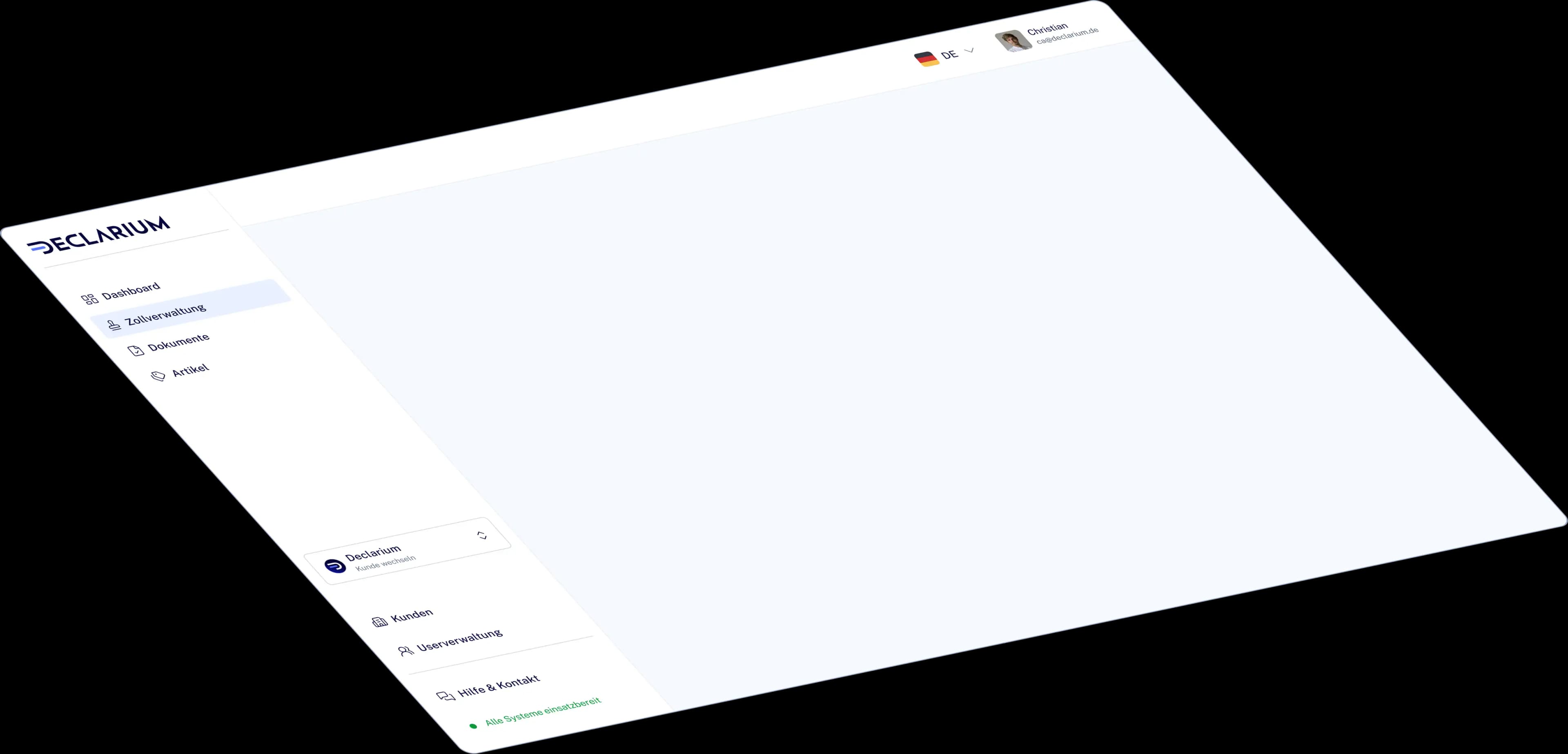 Übersicht über das Declarium Zoll-Dashboard